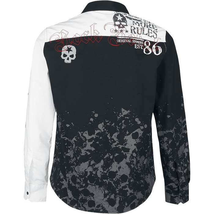 Чоловіча сорочка Rock Rebel з рок-принтом XXL чорно-біла