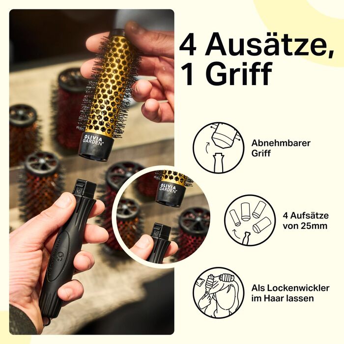 Набір багатофункціональних щіток для завивки та об'єму Olivia Garden Multibrush Curlers Kit (4 насадки та знімна ручка)