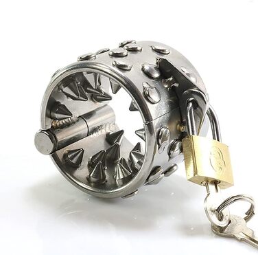 Сталевий кільцеподібний пристрій для чоловіків з шипами, для розтягування яєчок, кільце для яєчок, бондേജ്, замок для яєчок, сталевий еротичний аксесуар для чоловіків (L)