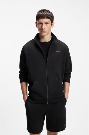 Чоловічий шкіряний ремінь HUGO Geek Sz35 чорного кольору з червоною прошивкою та логотипом на пряжці, розмір M
