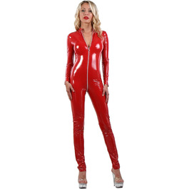 Комбінезон MISS NOIR з вінілу Wetlook, S-3XL, червоний (112VI-RD)