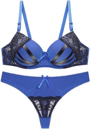 Комплект жіночої білизни Push Up з мережива, екзотичний дизайн, V-подібний виріз, сексуальний набір, бежевий, блакитний (Китай)