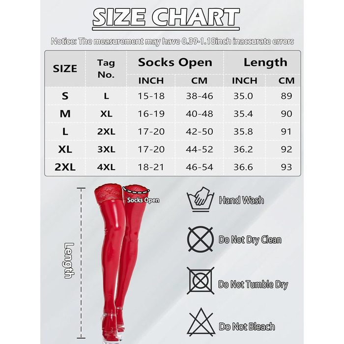 Чулки-шкарпетки Overknee з мереживом, червоні, XL. Сексуальні, антиковзаючі панчохи для дорослих.
