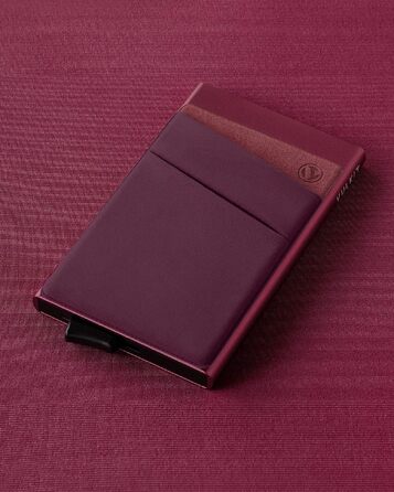 Чоловічий RFID/NFC картхолдер VULKIT — компактний шкіряний гаманець для 5-7 карток та купюр, колір винний