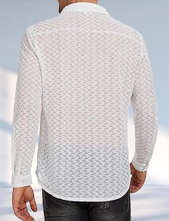 Футболка AIEOE для чоловіків, прозора, мереживна, довгарукава, тонка та дихаюча (L, білий 04)