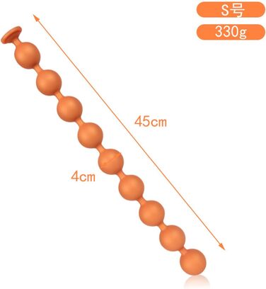 Анальні кульки Jinqian Silikon з 9 кульок, стимулятор G-точки, анальний дилататор, SM-іграшка для жінок та чоловіків (S-45 см, Ø 4 см)