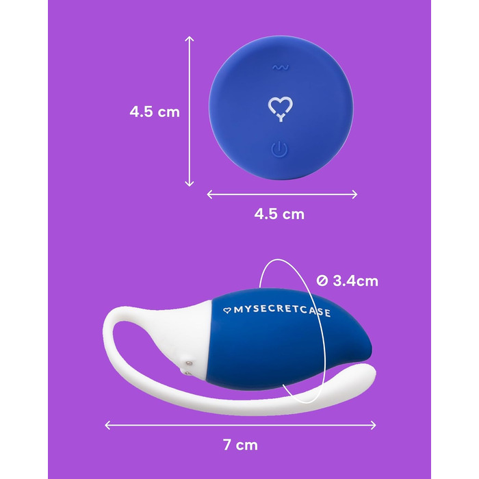 Віброяйце з дистанційним керуванням MySecretCase – вібратор для чоловіків, жінок та пар, стимулятор G-точки, для дорослих, блакитний