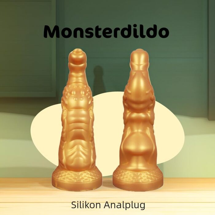 Анальний плаг з силікону SMGKB з сильним присоском, золотий, для масажу G-Spot та простати