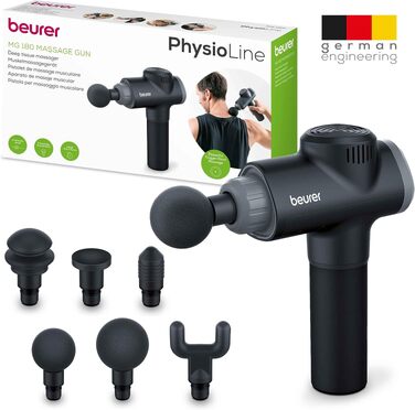 Перкусійний масажер Beurer MG 79 Massage Gun Sensitive: компактний масажний пістолет для чутливих зон, 3 насадки та 3 рівні інтенсивності