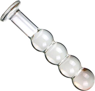 Скляний дилдо ZDJBFA 50 мм, анальні кульки, масажер простати, G-точка, для жінок, 4 кульки, прозорий