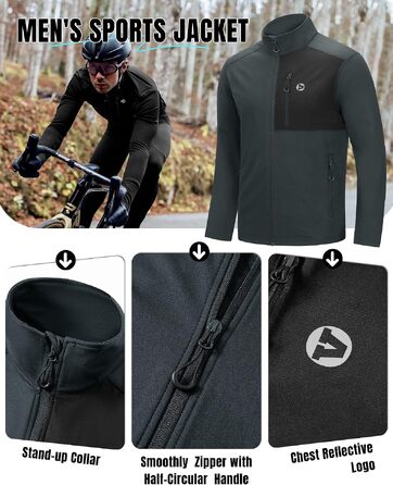 Чоловіча спортивна флісова куртка Outdoor Ventures, легка кофта з 5 кишенями (Темно-сірий/чорний, розмір M)
