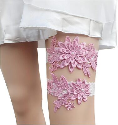 Стрічка на ногу для нареченої ACiyD, мереживна стрічка для весілля, балу, наголовник (колір: рожевий)
