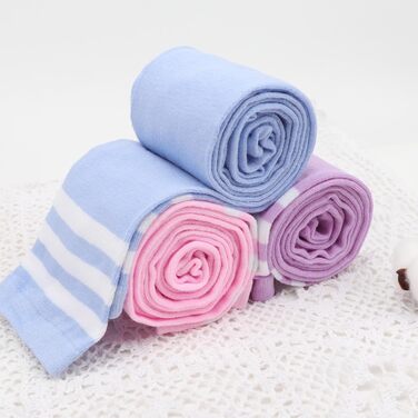 DRESHOW 3 пари дамських панчіх-високих гольфів, надколінних, смугастих. Кольори: фіолетовий, блакитний, рожевий