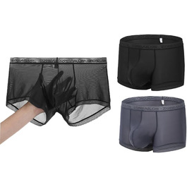 Сліпекс чоловічі прозорі сексуальні труси BIATWOWR з підсилювачем мішка для більшої привабливості та комфорту (2 шт.): різнокольорові, XL