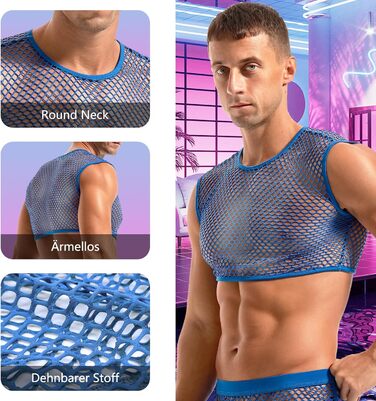 Футболка сітка Amy Couee чоловіча, сітка, майка (M, блакитна)