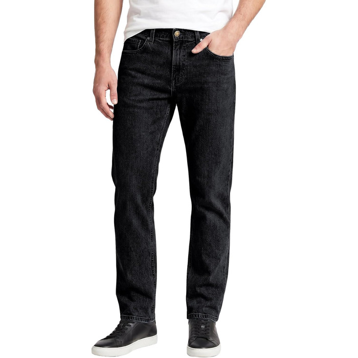 Чоловічі джинси Runcati Slim Fit з бавовни та стрейч, однотонні чорні штани для бізнесу та повсякденного носіння (36W / 32L)