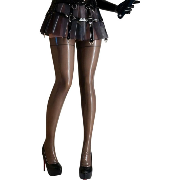 Чорні латексні панчохи з прозорим ефектом для жінок та чоловіків, ручної роботи, XL