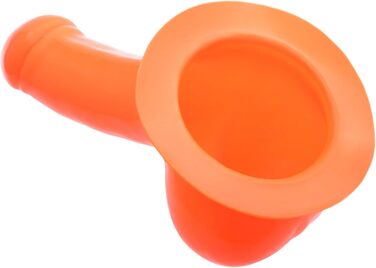 TOYLIE Latex Пеніс-чохол, 13 см, неоновий оранжевий, з платформою для кріплення до латексного одягу. Чохол для пеніса з мішком та виразною головкою, виготовлено в Німеччині.