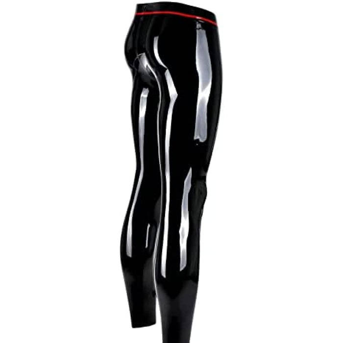 Чорні латексні легінси для чоловіків з відкритим кроком, ручної роботи, XL