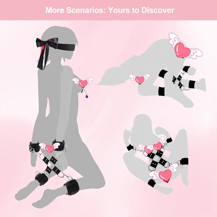 Набір для БДСМ Bett Fesseln: Фетіш-іграшки для пар з наручниками, кайданами, пов'язкою на очі та клямками. Стабільний набір для сексуальних ігор