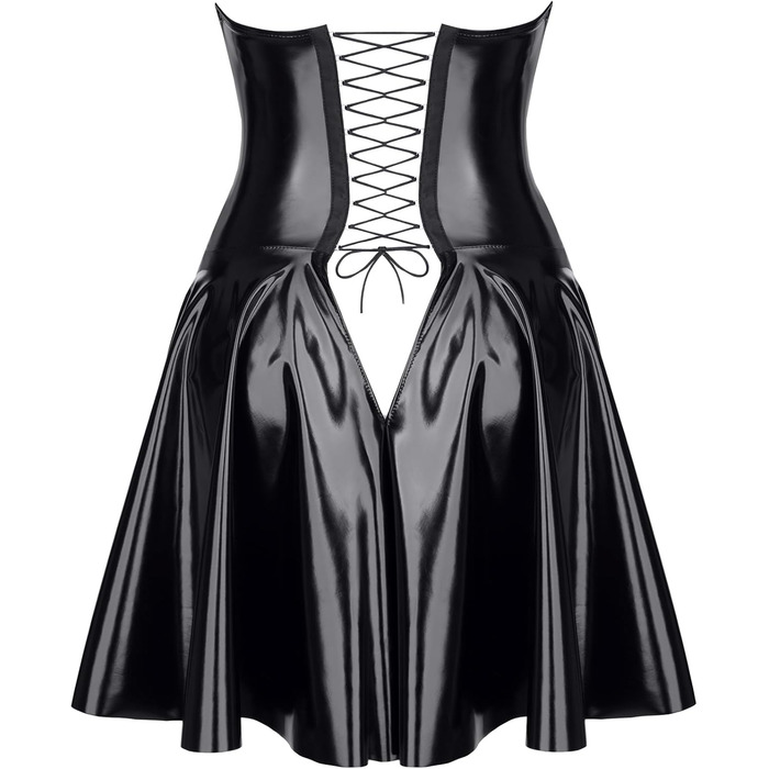 Сукня Demoniq Elegantes коротка з блискучого еластичного лаку з шнуванням на спині, регульованою гумкою та прихованою блискавкою TDJutta001 S Чорний