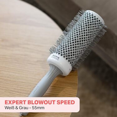 Професійний круглий стайлінг-фен Olivia Garden Expert Blowout Speed для швидкого висушування та об'єму волосся, 45 мм, біло-сірий