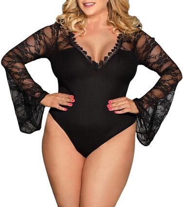 Жіноча мереживна боді Babydoll з довгим рукавом - сексуальна спідня білизна Plus Size, корсет, кацут