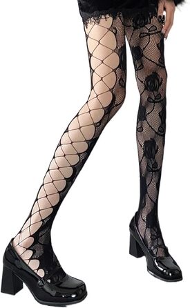 Чулки сітчасті ZGPjubilant 2 шт. для жінок, мереживна верхня частина, обтискаючі стегна, з силіконовими фіксаторами, overknee, чорний колір, універсальний розмір