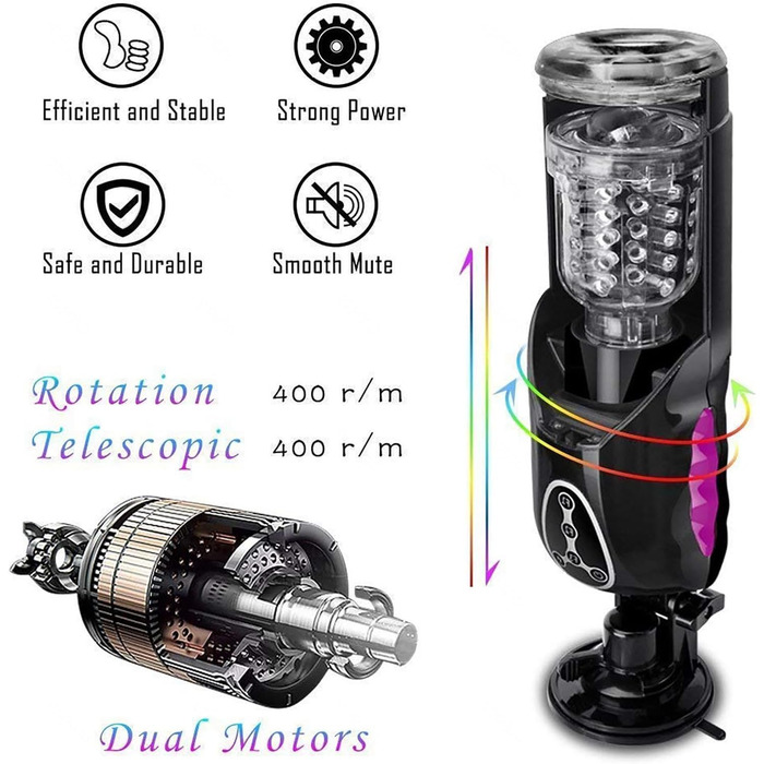 Електричний мастурбатор-чаша з 10 режимами обертання та телескопічною функцією, нагрівання, автоматичний мастурбатор для чоловіків. Іграшка для дорослих для чоловіків