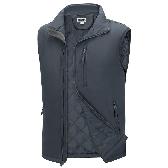 Чоловічий жилет Outdoor Ventures Softshell з утеплювачем: водовідштовхуючий, вітрозахисний та дихаючий жилет для велоспорту, бігу та походів (Темно-сірий, 3XL)
