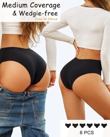 Труси жіночі Sips, висока талія, безшовні, 6 шт. (чорний*3, кольоровий*3), L
