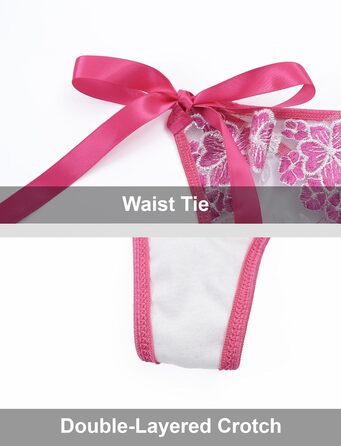 AEAU Комплект жіночої білизни: мереживний бюстгальтер та танга, прозорий, push-up, мереживний, квітковий, бралетта, S-XL (Рожевий, XL)