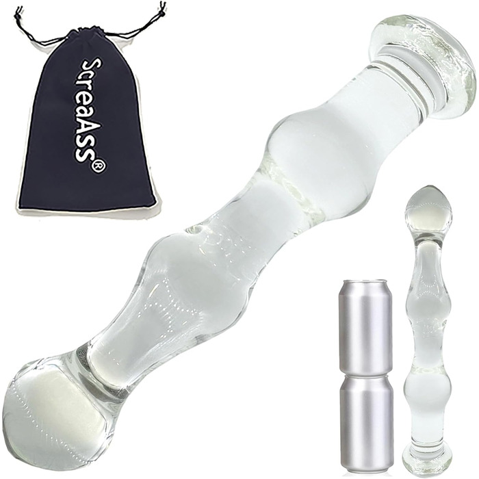 Скляний анальний дildo ScreaAss 31 см XXL з анальними кульками, 48/52/58 мм, для чоловіків та жінок