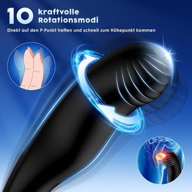 Вібратор для чоловіків для стимуляції простати, з обертанням на 360° та 10 режимами вібрації, анальний плагін з кільцем
