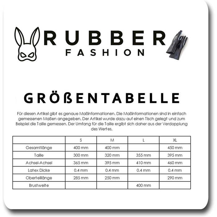 Латексний корсет-бра з чашками Rubberfashion - довгий, для талії, чорний, 0.4 мм