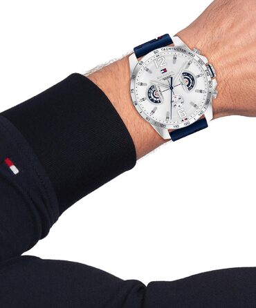 Чоловічий аналоговий багатофункціональний кварцовий годинник Tommy Hilfiger з силіконовим ремінцем, водонепроникність 5ATM, синій
