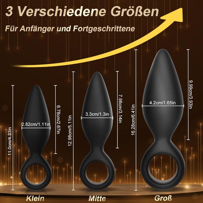 Анальний плагін набір 3 шт. для жінок та чоловіків, силіконовий, для початківців та досвідчених, секс-іграшка