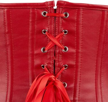 Жіноче корсетне боді Grebrafan з екошкіри, червоне, вінтажний стиль