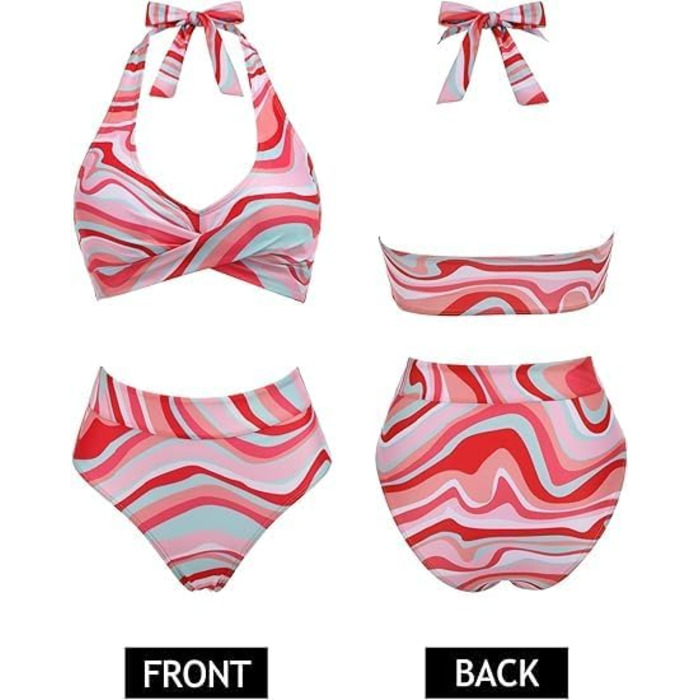 БІКІНІ AI'MAGE для жінок: двочастинний купальник з високою талією, що приховує живіт, комплект бікіні, S-XX (Рожевий, XL)