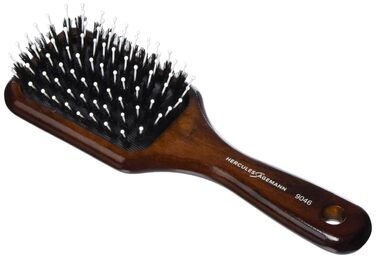 Масажна щітка для волосся HERCULES SÄGEMANN Paddle Brush, дерев'яна, з натуральною щетиною кабана та нейлоновими штифтами, коричнева