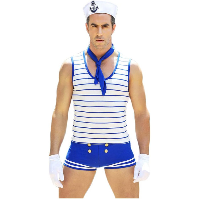 Костюм для чоловіків BlueSpace, сексуальний косплей, уніформа для рольових ігор, спідня білизна для вечірок на Хелловін, білий/розкішний сад