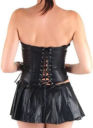 Сукня-корсет з штучної шкіри для жінок KUOSE, чорна, повномірна, розміри S-6XL