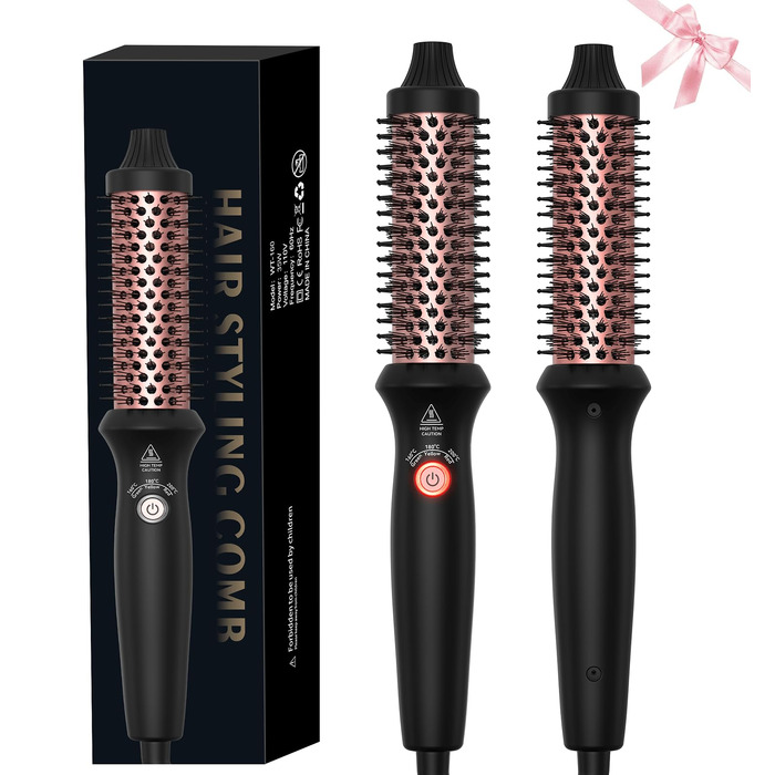 Мультифункціональний стайлер для волосся 6 в 1 UKLISS Air Styler Set: фен-щітка, локатор, випрямляч та дифузор, 1000 Вт, LCD-дисплей, колір Rose Gold