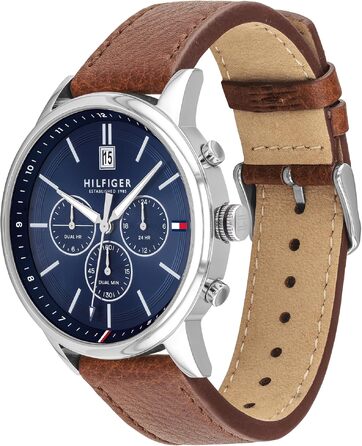 Чоловічий кварцовий годинник Tommy Hilfiger з багатофункціональним циферблатом, ремінець зі сталі або шкіри, коричневий