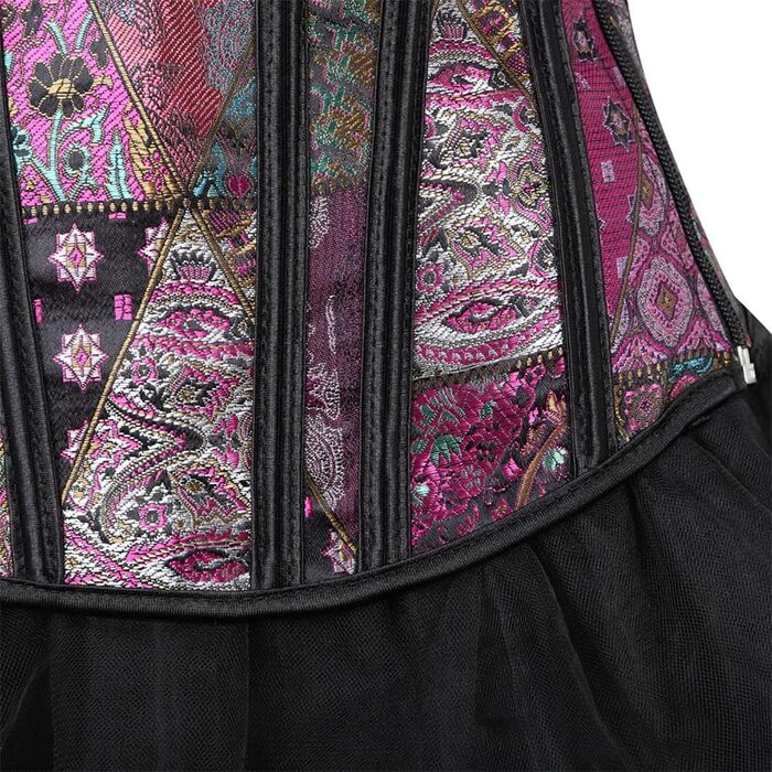 Жіночий корсет Grebrafan з квітковим принтом для повних грудей, корсаж, ретро, фіолетовий (28-30)