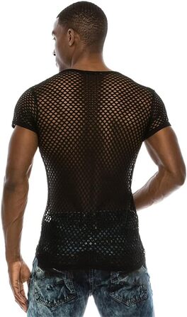 Чоловіча сітчаста футболка з прозорим дизайном, сексуальна сорочка для нічного клубу, стильна футболка в стилі стрітвір