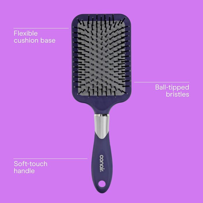 Масажний paddle-брашинг для волосся Conair Velvet Touch, розчісуюча щітка для всіх типів волосся