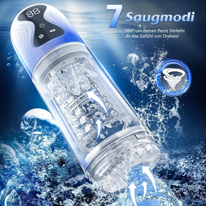 Електричний мастурбатор для чоловіків з 7 режимами ротації, 7 режимами всмоктування та імітацією лизання. Іграшка для чоловіків, секс-іграшка, blowjob, чоловічий мастурбатор.