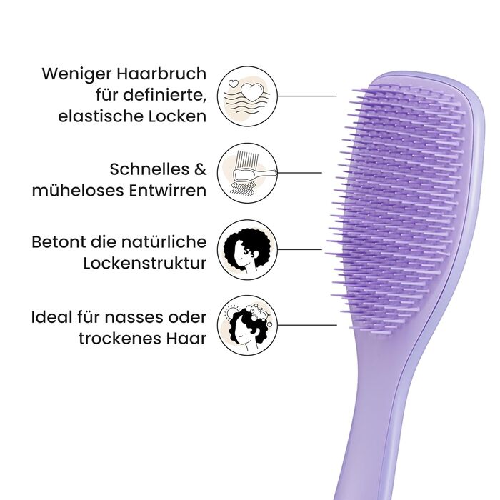 Щітка для волосся Tangle Teezer Ultimate Detangler для кучерявого та жорсткого волосся (3C-4C), розплутувач з двоступеневими щетинами проти фриззінгу, Mango & Purple