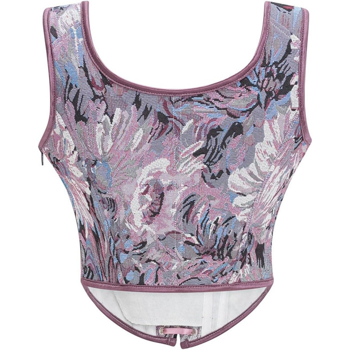 Жіночий корсет вінтажний з кісточками, з вишивкою, великий розмір, топ з вишивкою (Lila, XXL)